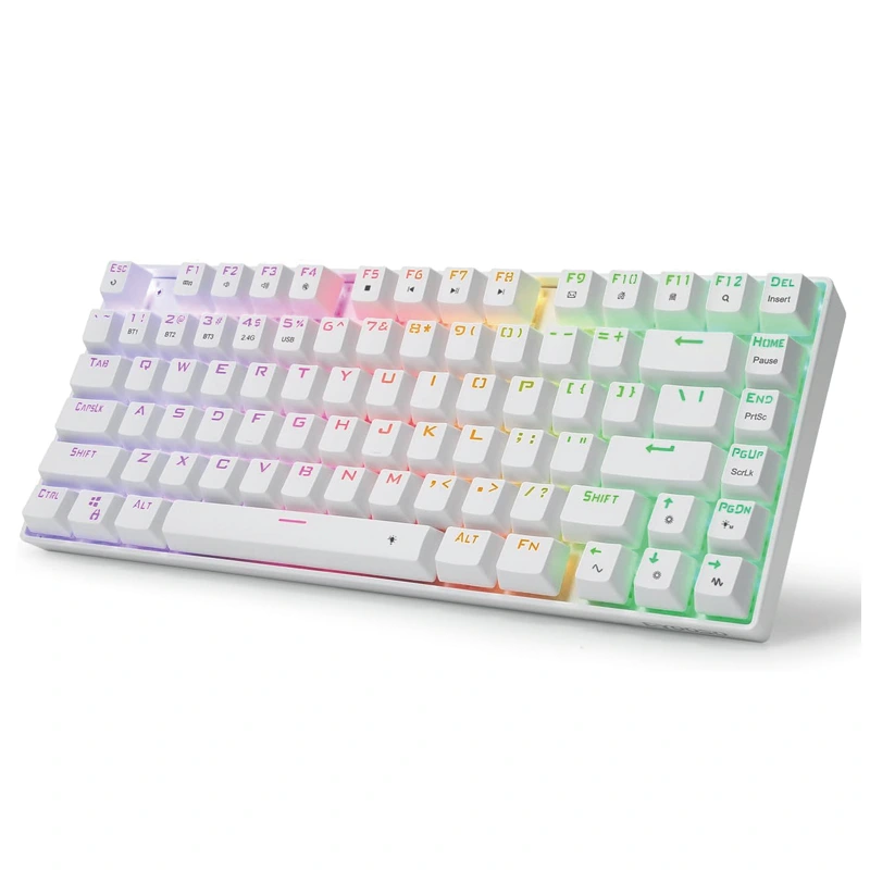 81keys Þráðlaust Bluetooth 2,4Ghz RGB vélrænt lyklaborð