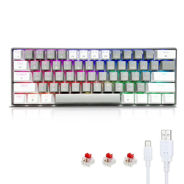 Færanlegt 60% RGB vélrænt leikjalyklaborð