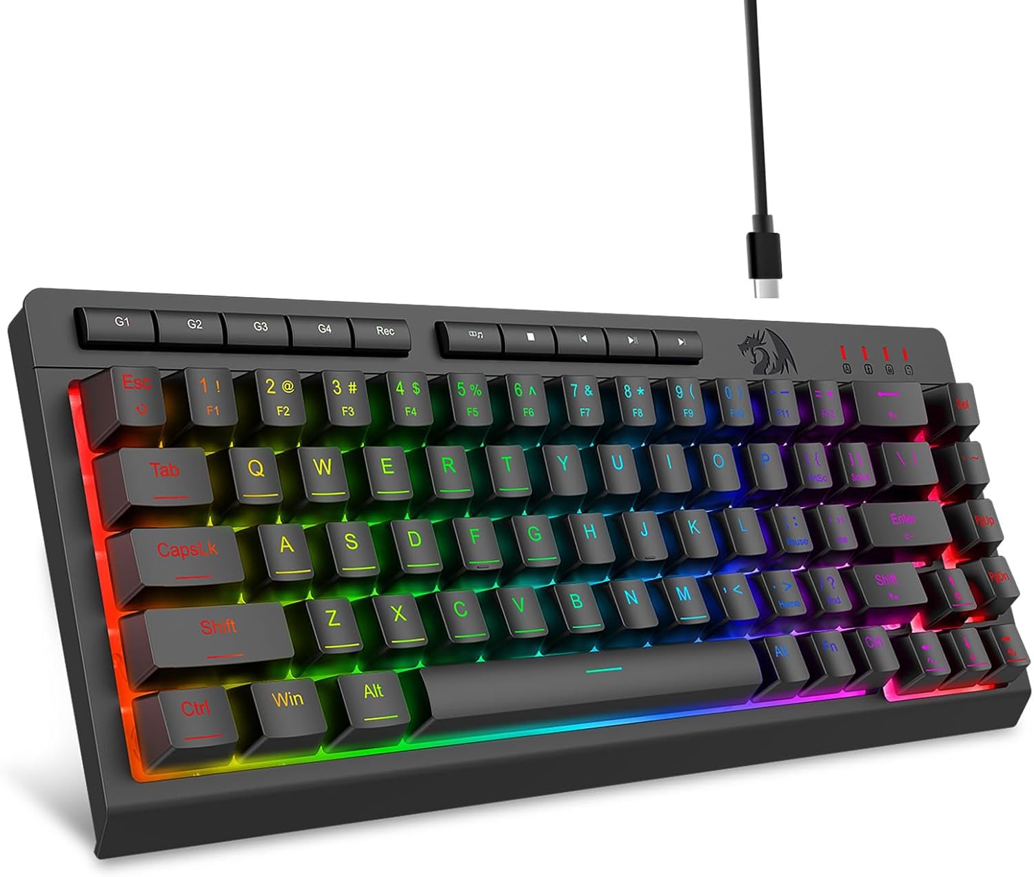 Svart K519 RGB baklýst lyklaborð með snúru