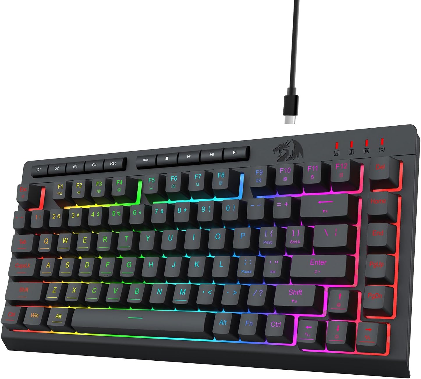 Black K524 Wired Gaming RGB baklýsing, 75% lyklaborð